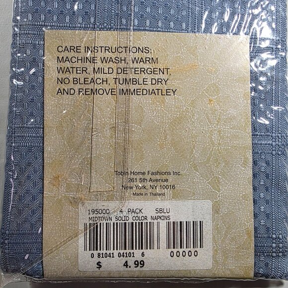 Tobin Midtown Fabric Napkins Blue17" X 17" 2 Packs Of 4 Polyester table linens - Picture 4 of 4